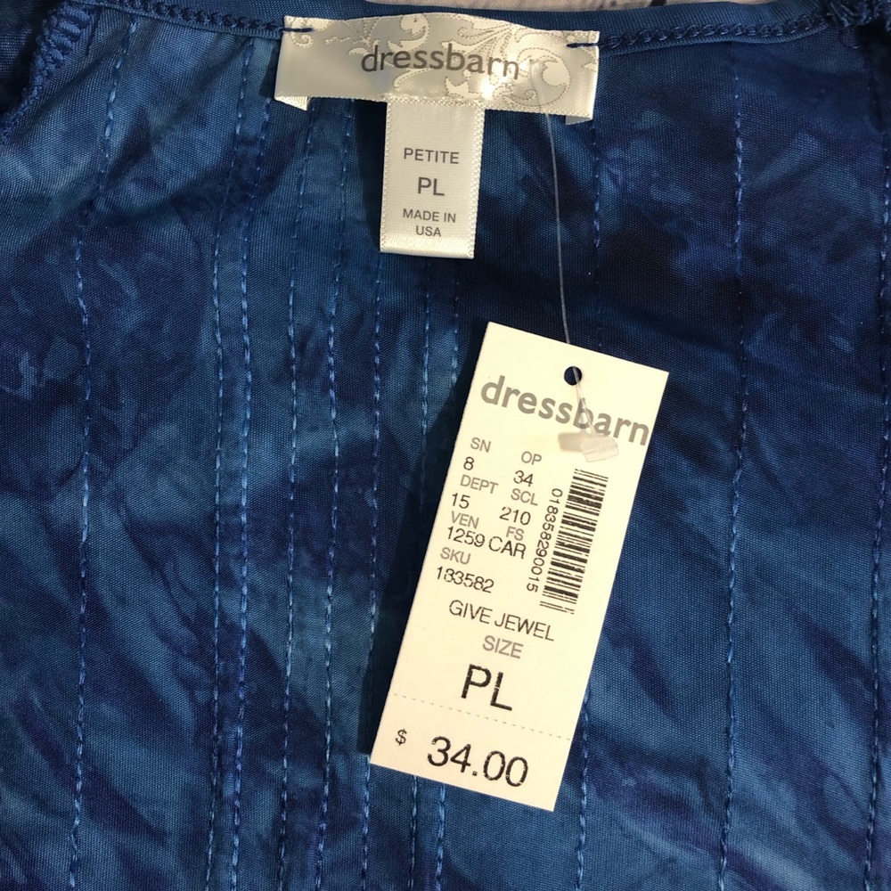 NWT Dressbarn - Dark Blue/Light Blue Sequin Design Scoop Top / Blouse - PL - Picture 6 of 8